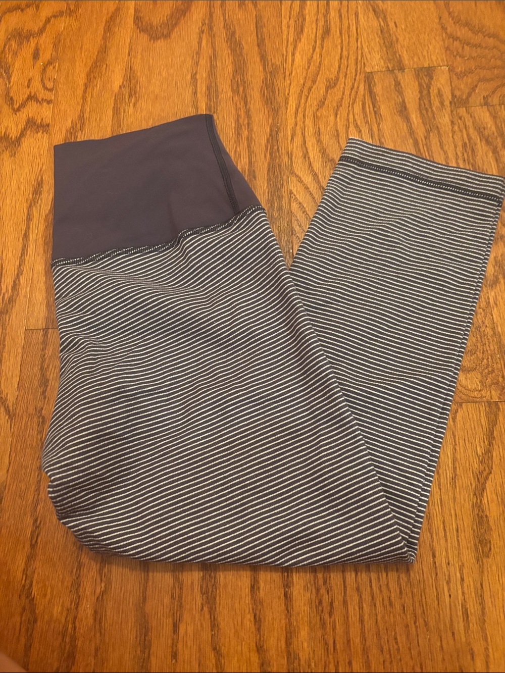 lululemon athletica Navy and White Striped Capris
